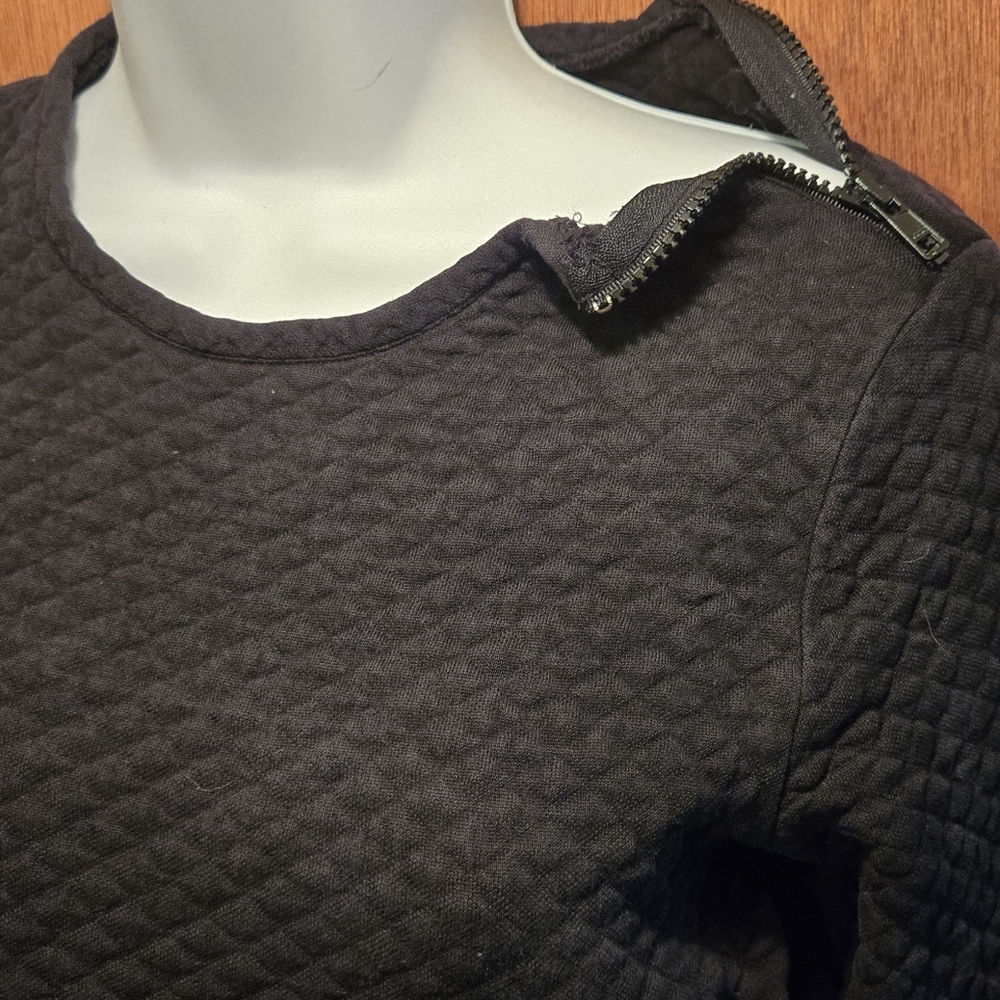 Michael Kors black quilted zipper long sleeve HOT Topic szL/Sm/M - Picture 3 of 8